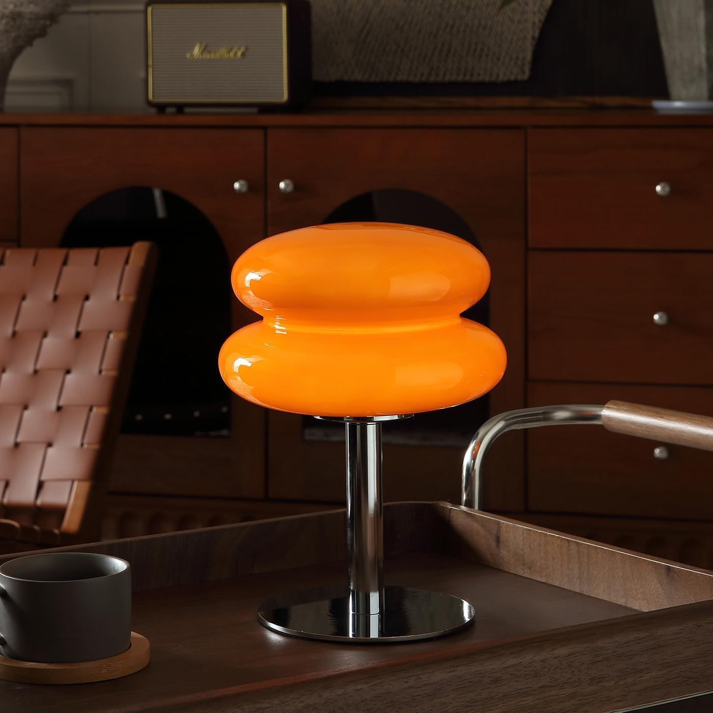 Mushroom Table Lamp, Mid Century Modern Decor Lamp(Orange) | Cool Desk Lamps for Bedroom,Vintage Dimmable Bedside Small Cute Lamps, House Warming Gifts New Home Decor