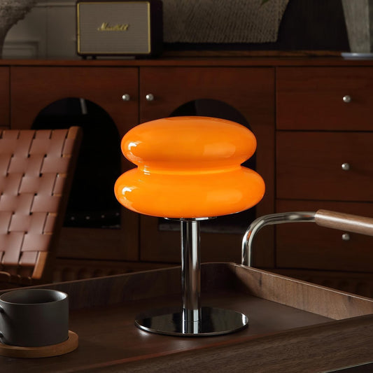 Mushroom Table Lamp, Mid Century Modern Decor Lamp(Orange) | Cool Desk Lamps for Bedroom,Vintage Dimmable Bedside Small Cute Lamps, House Warming Gifts New Home Decor