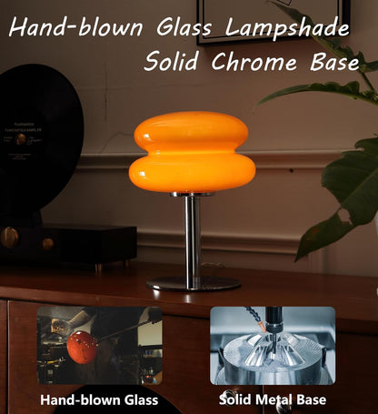 Mushroom Table Lamp, Mid Century Modern Decor Lamp(Orange) | Cool Desk Lamps for Bedroom,Vintage Dimmable Bedside Small Cute Lamps, House Warming Gifts New Home Decor