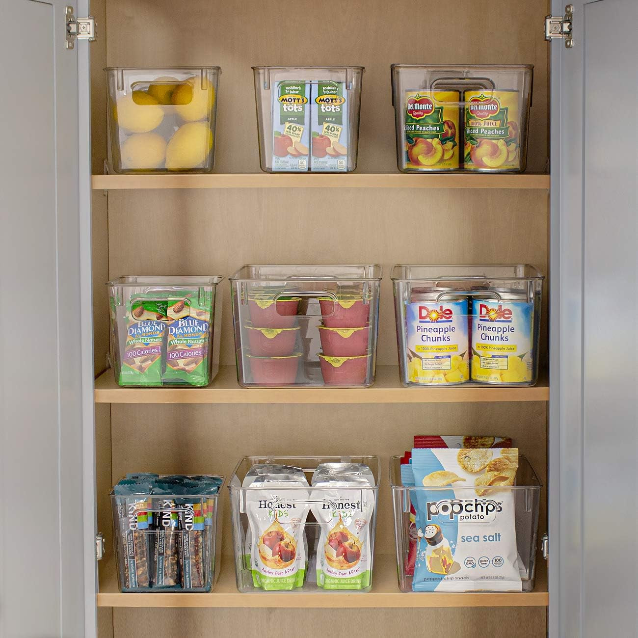 2 Pack Medium Clear Plastic Storage Bins - Kitchen Pantry Organizer