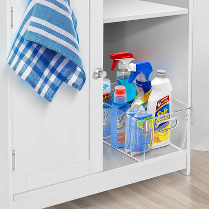 2 Pack Medium Clear Plastic Storage Bins - Kitchen Pantry Organizer