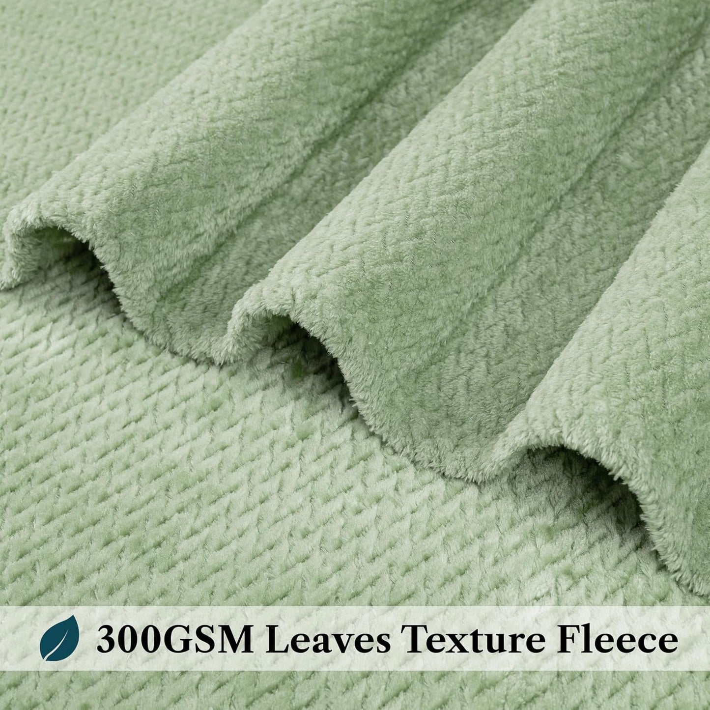 Soft Fleece Light Green Throw Blanket for Couch, Lightweight Plush Warm Blankets for Bed, Fuzzy Cozy Flannel Blanket Throw for Sofa, Travel, Jacquard Pattern, Sage Green, 50X60 Inch